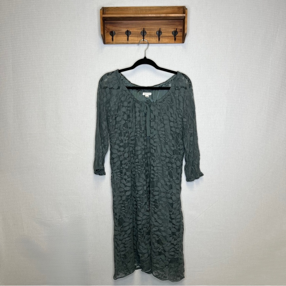 Garnet Hill | 18 Emerald‎ Green 3/4 Sleeve Scoop Neck Sundress
